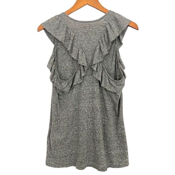 Current Elliott Gray Ruffle Racer Back Tank Top Sleeveless Slubby EUC Size 2 / M - Picture 3 of 7